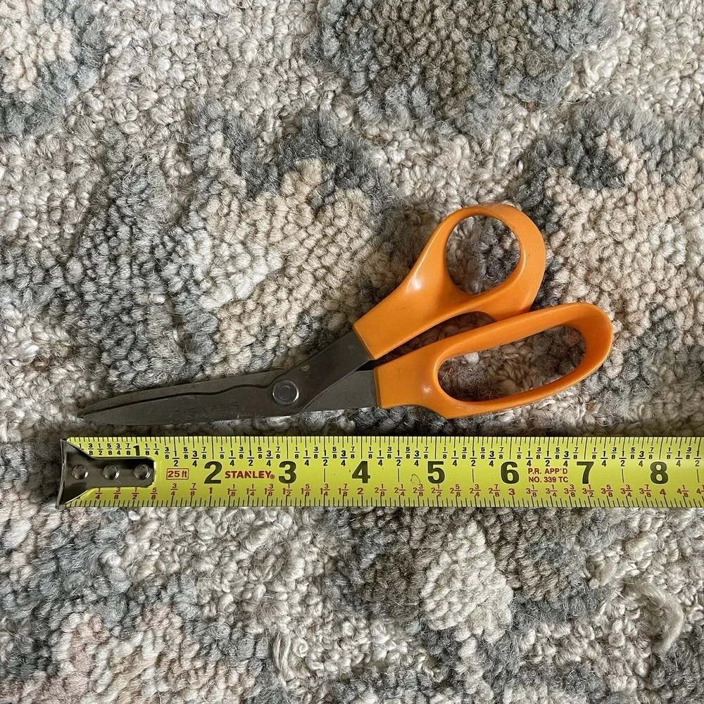 Vintage FISKARS 81 Stainless Steel Scissors Sewing Craft USA 7 in Orange Handle
